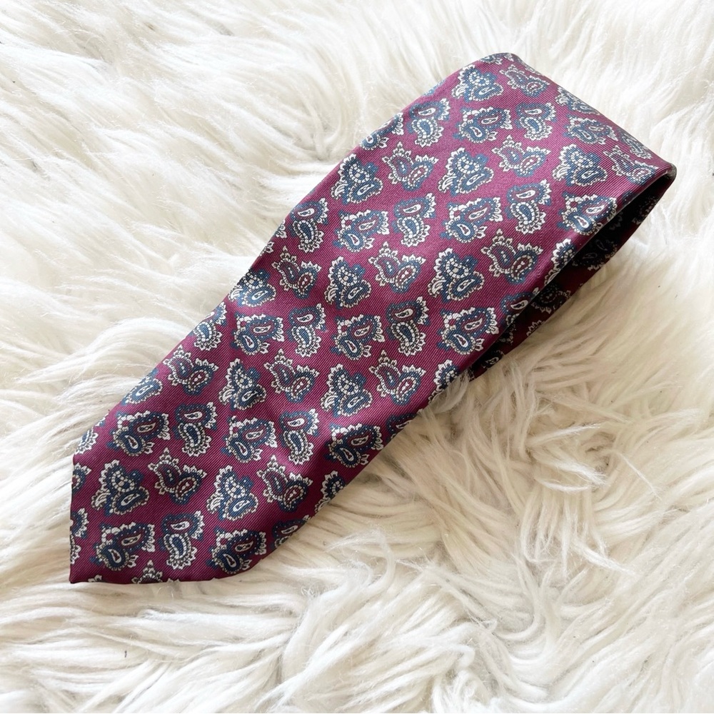 Oscar de la Renta Couture Burgundy Paisley Print Men’s Tie